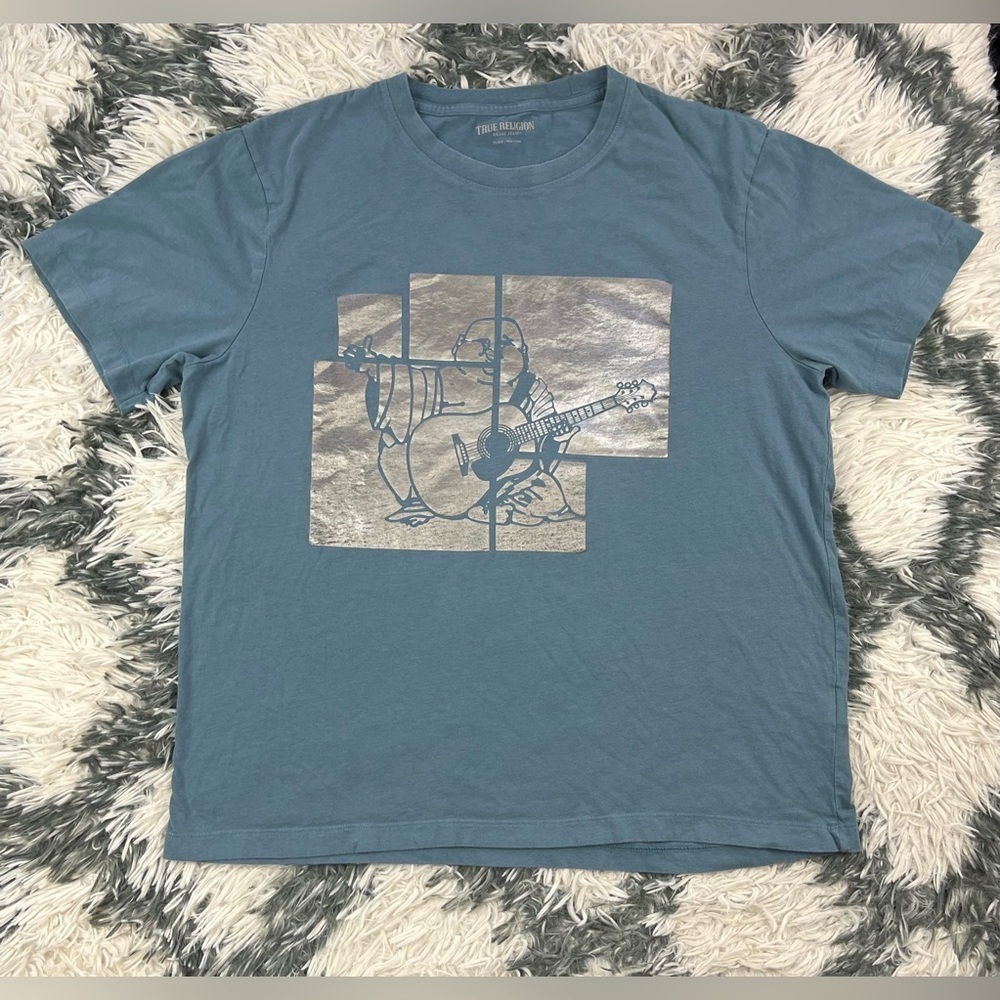 True Religion Men's Blue Silver Graphic T-Shirt Size 2XL